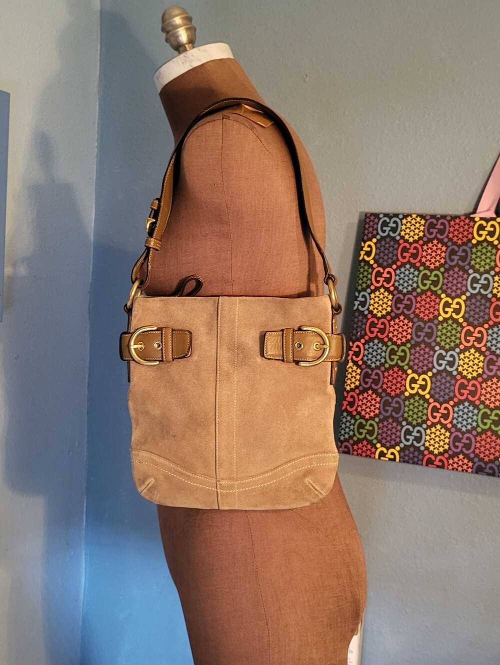 Coach Soho Suede Buckle Slim Duffle